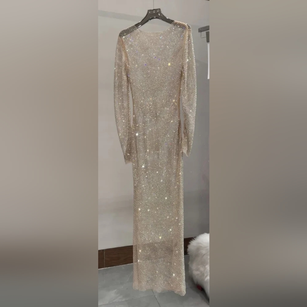 Elegant Gold Long Sleeve Swim Cover-Up
